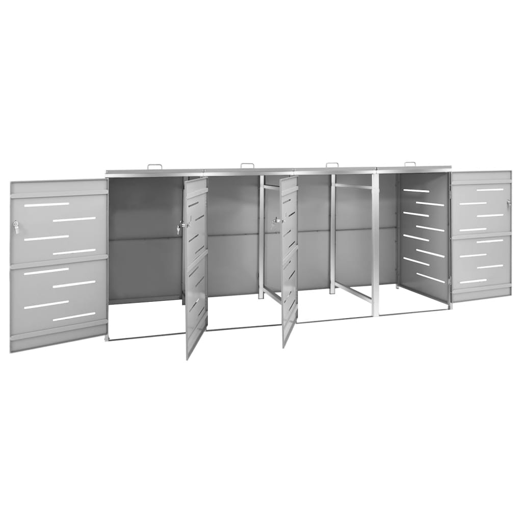 vidaXL Abri pour quatre poubelles 276,5x77,5x112,5 cm Inox