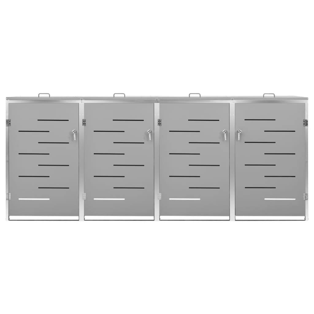 vidaXL Abri pour quatre poubelles 276,5x77,5x112,5 cm Inox