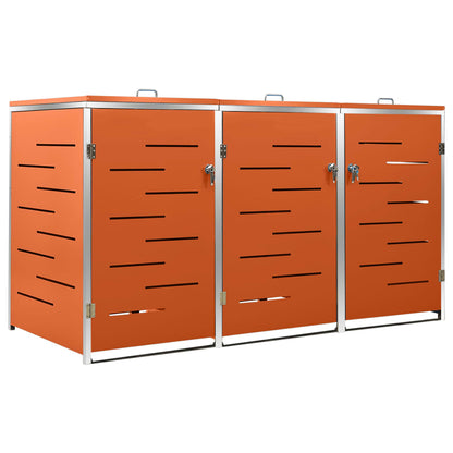 vidaXL Abri pour trois poubelles 207x77,5x112,5 cm Inox