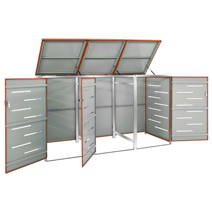 vidaXL Abri pour trois poubelles 207x77,5x112,5 cm Inox