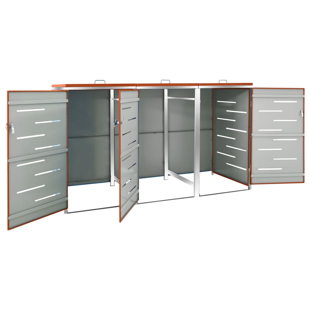 vidaXL Abri pour trois poubelles 207x77,5x112,5 cm Inox
