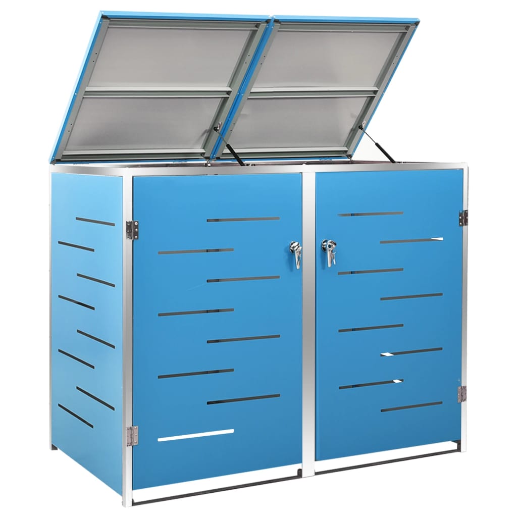 vidaXL Abri pour deux poubelles 138x77,5x115,5 cm Inox