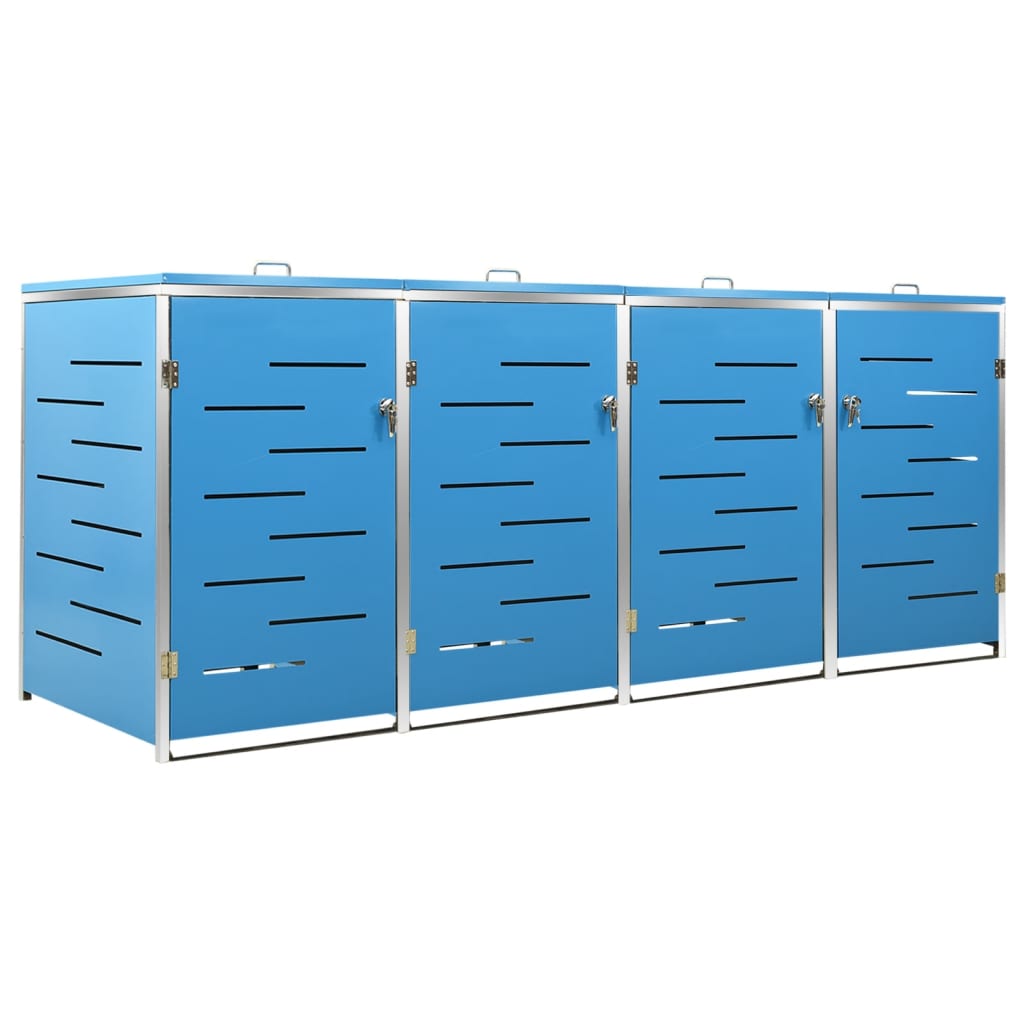 vidaXL Abri pour quatre poubelles 276,5x77,5x112,5 cm Inox