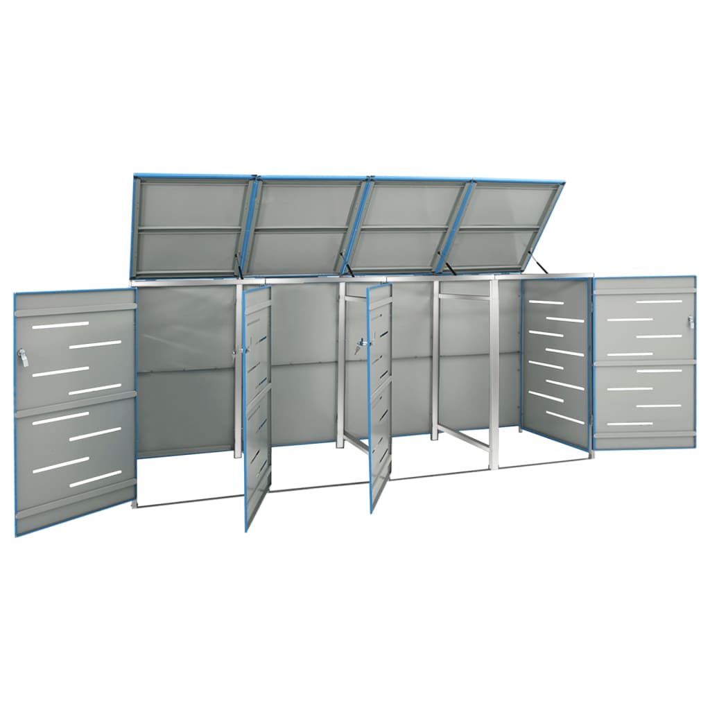 vidaXL Abri pour quatre poubelles 276,5x77,5x112,5 cm Inox