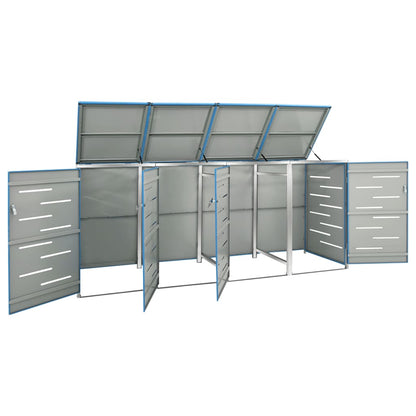 vidaXL Abri pour quatre poubelles 276,5x77,5x112,5 cm Inox