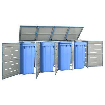 vidaXL Abri pour quatre poubelles 276,5x77,5x112,5 cm Inox