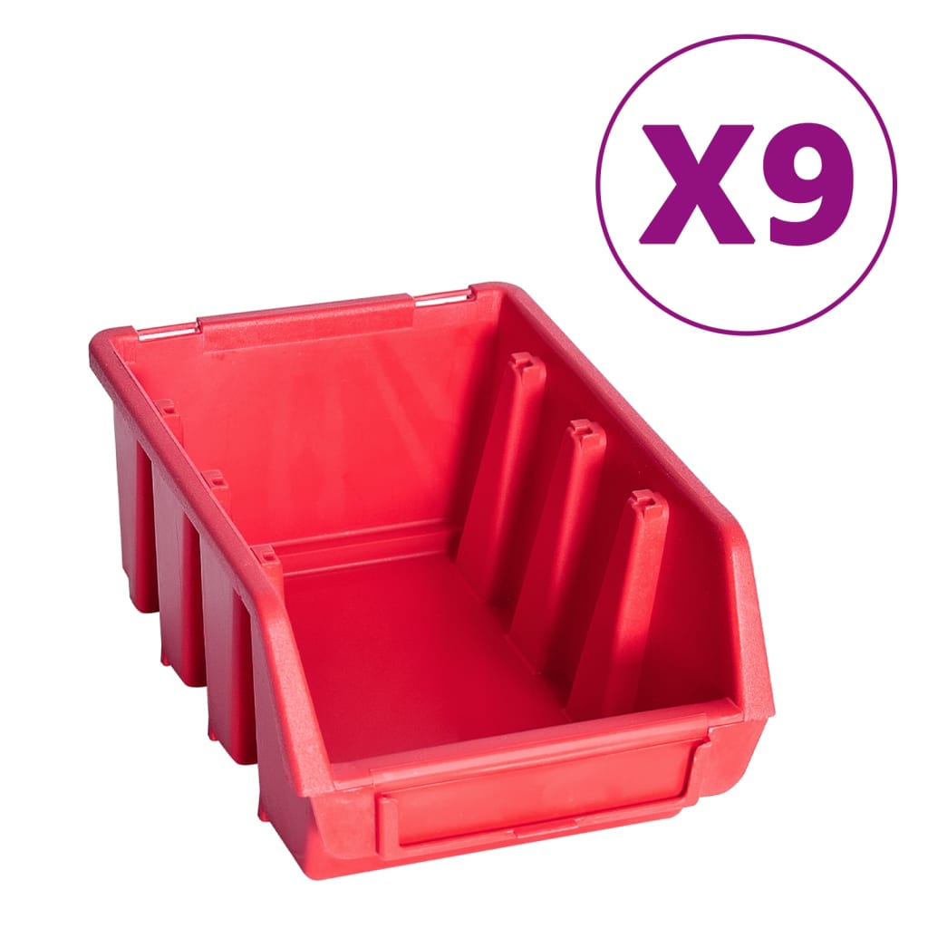 vidaXL Kit de bacs de stockage et panneaux muraux 103pcs rouge et noir