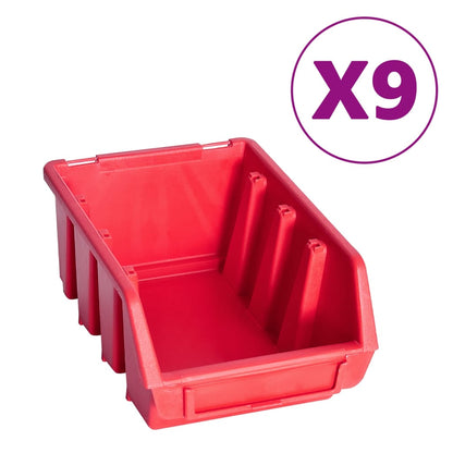 vidaXL Kit de bacs de stockage et panneaux muraux 103pcs rouge et noir