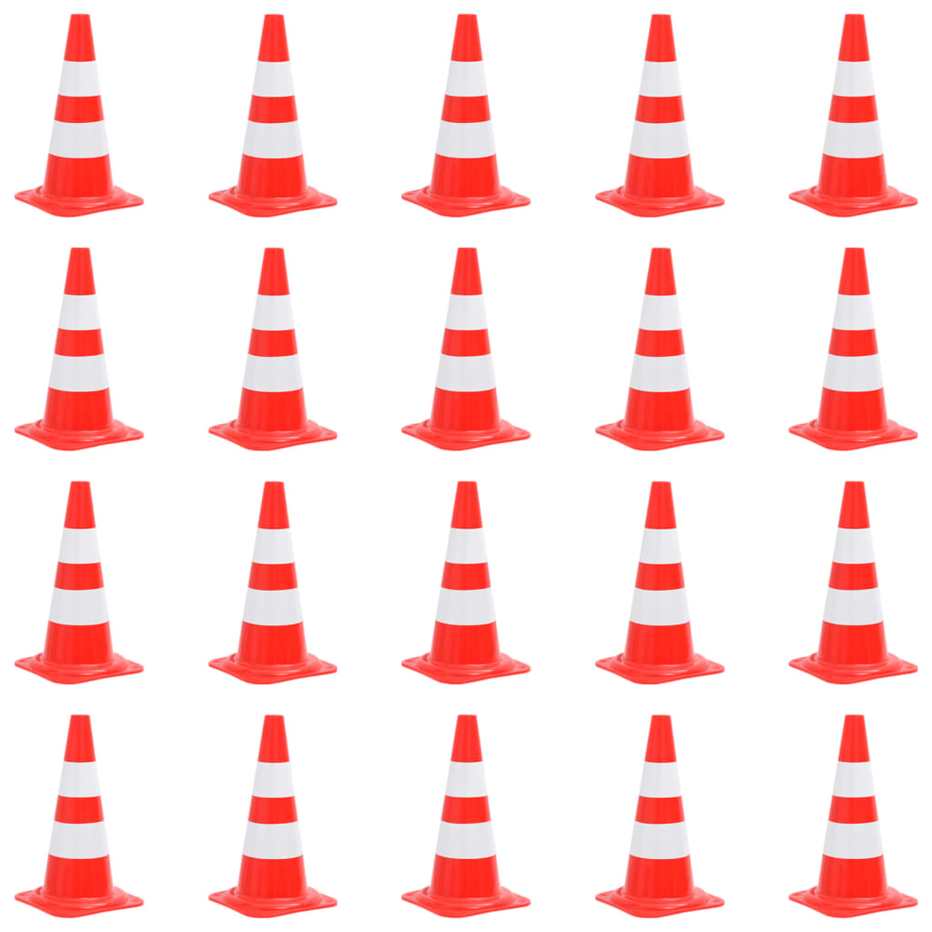 vidaXL Cônes de signalisation réfléchissants 20pcs Rouge et blanc 50cm