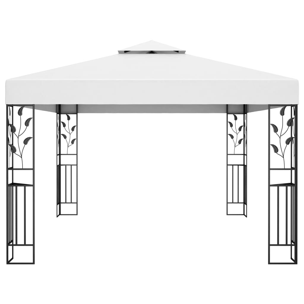 vidaXL Tonnelle avec double toit et lumières LED 3x4 m Blanc