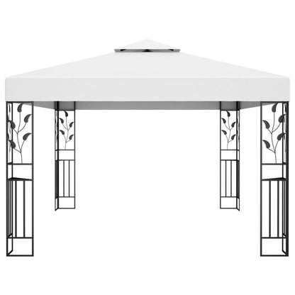 vidaXL Tonnelle avec double toit et lumières LED 3x4 m Blanc
