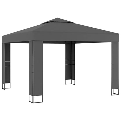 vidaXL Tonnelle avec double toit et lumières LED 3x3 m Anthracite