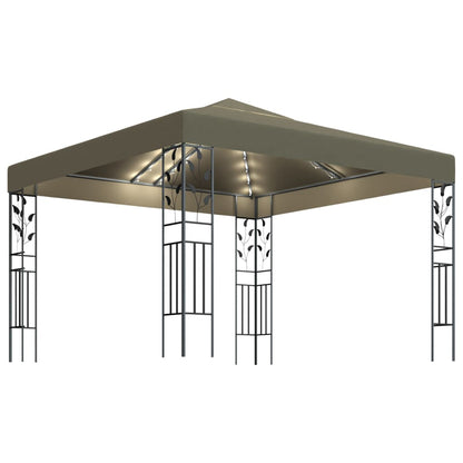 vidaXL Tonnelle avec guirlande lumineuse à LED 3x3 m Taupe