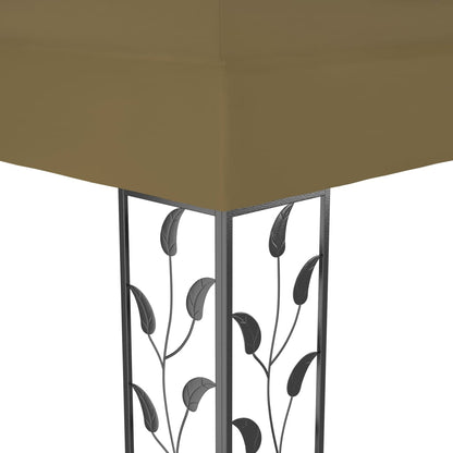 vidaXL Tonnelle avec double toit et lumières LED 3x4 m Taupe