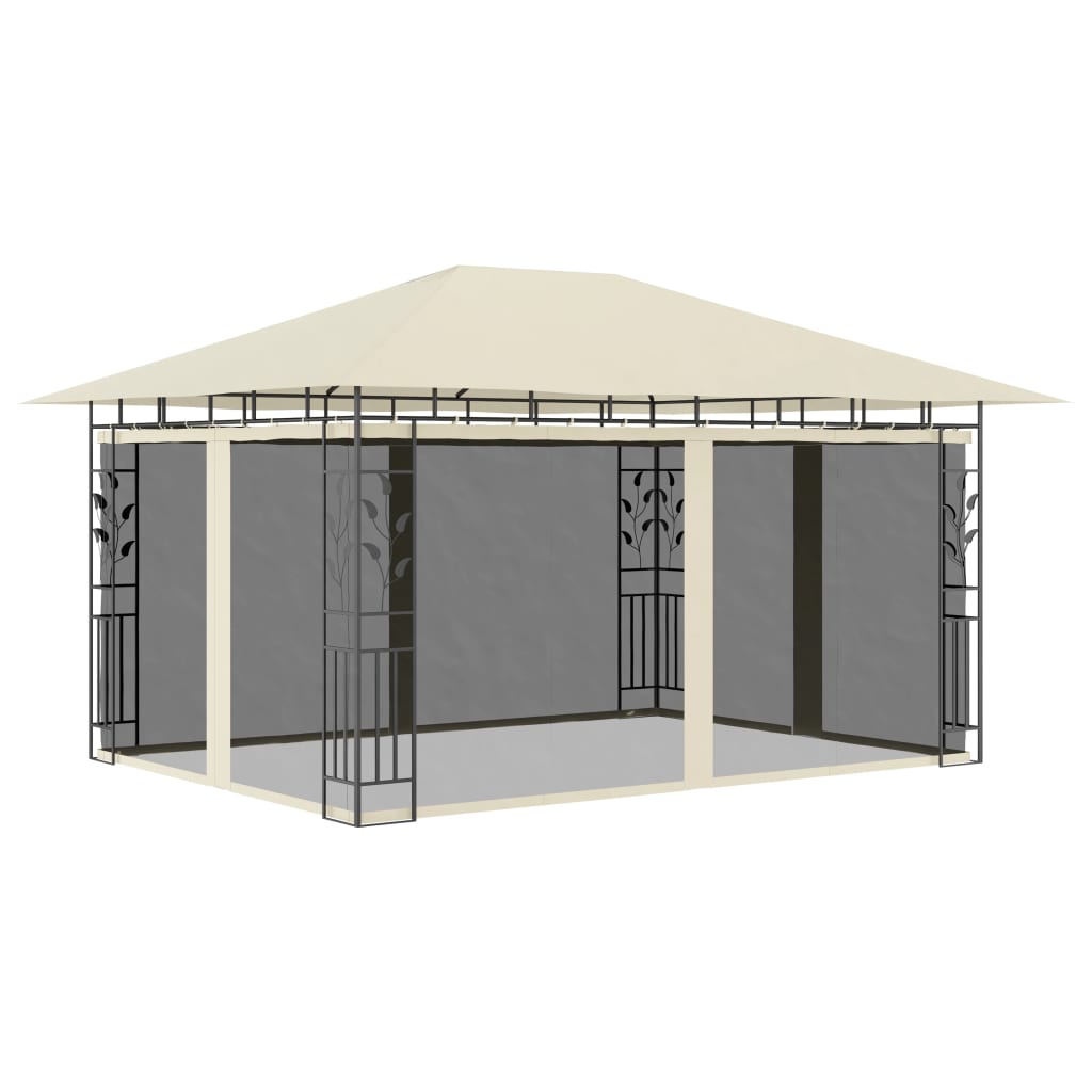 vidaXL Tonnelle avec moustiquaire et lumières LED 4x3x2,73 m Crème