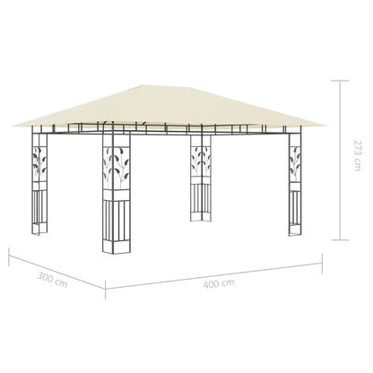vidaXL Tonnelle avec moustiquaire et lumières LED 4x3x2,73 m Crème