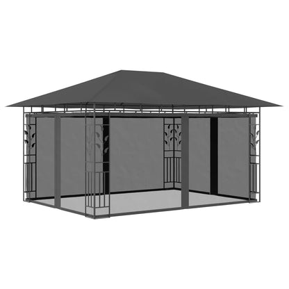 vidaXL Tonnelle avec moustiquaire et lumières LED 4x3x2,73m Anthracite