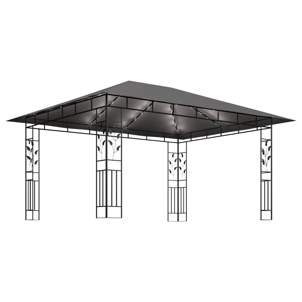 vidaXL Tonnelle avec moustiquaire et lumières LED 4x3x2,73m Anthracite