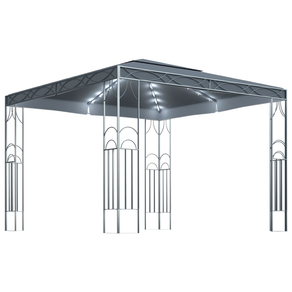 vidaXL Tonnelle avec guirlande lumineuse à LED 300x300 cm Anthracite