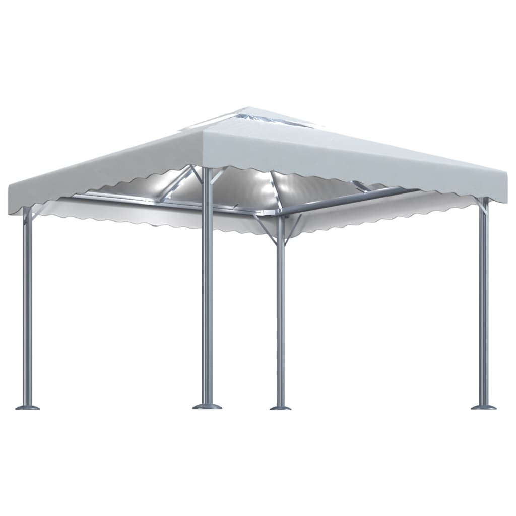 vidaXL Tonnelle avec guirlande lumineuse LED 300x300cm Crème Aluminium