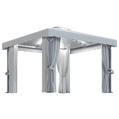 vidaXL Tonnelle et rideau et guirlande lumineuse LED 3x3 m Blanc crème