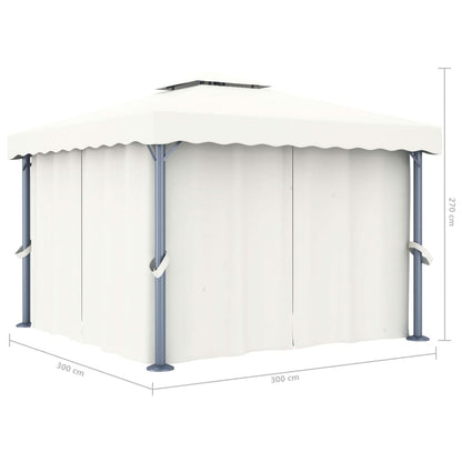 vidaXL Tonnelle et rideau et guirlande lumineuse LED 3x3 m Blanc crème