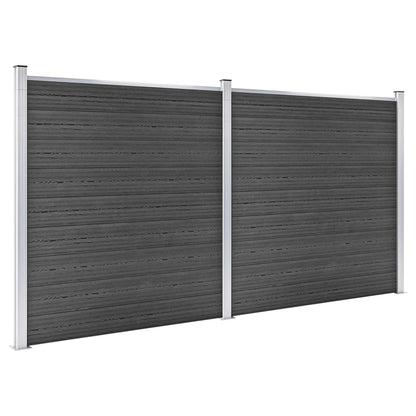 vidaXL Ensemble de panneau de clôture WPC 353x186 cm Noir