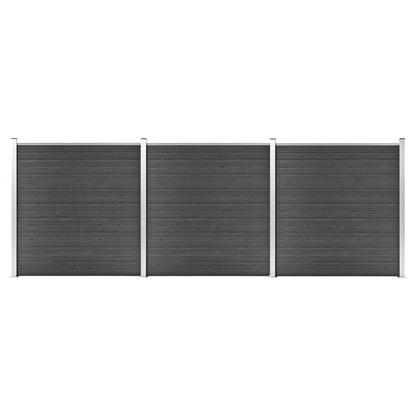 vidaXL Ensemble de panneau de clôture WPC 526x186 cm Noir