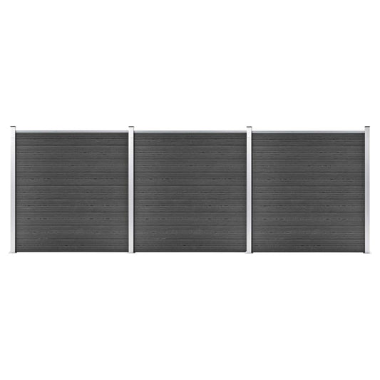 vidaXL Ensemble de panneau de clôture WPC 526x186 cm Noir