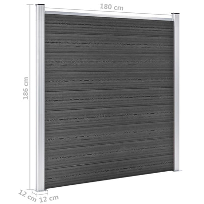 vidaXL Ensemble de panneau de clôture WPC 526x186 cm Noir