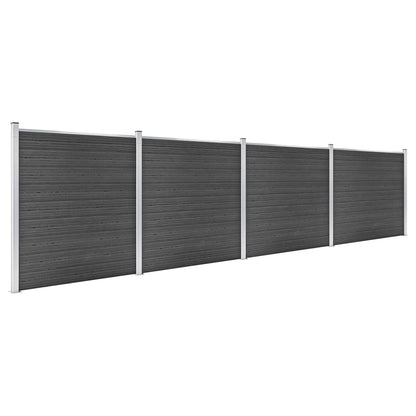 vidaXL Ensemble de panneau de clôture WPC 699x186 cm Noir