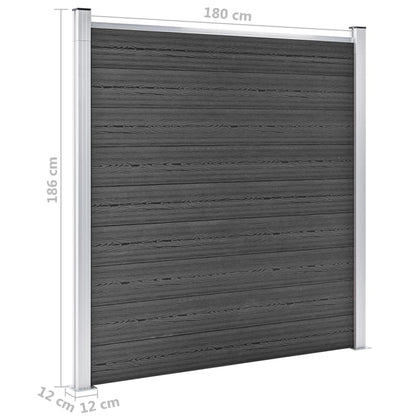 vidaXL Ensemble de panneau de clôture WPC 1737x186 cm Noir