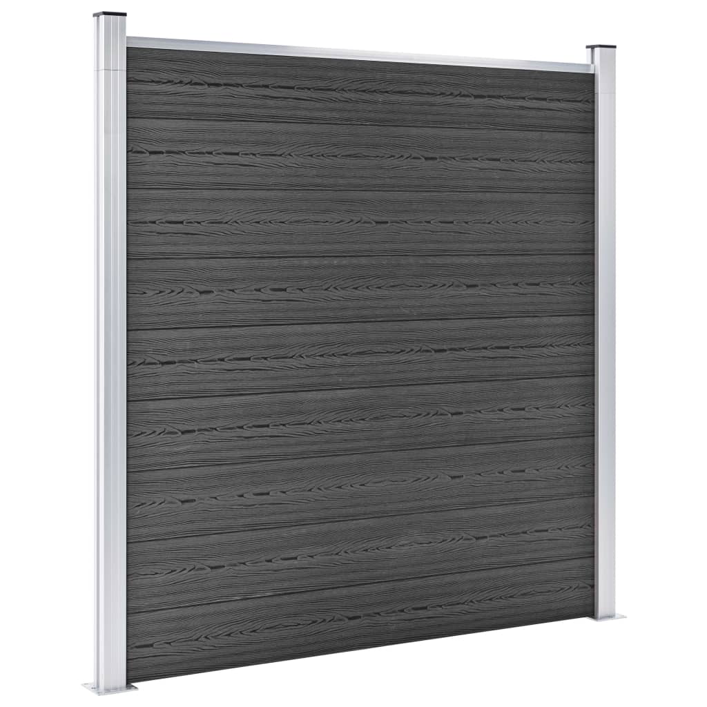 vidaXL Ensemble de panneau de clôture WPC 446x(105-186) cm Noir