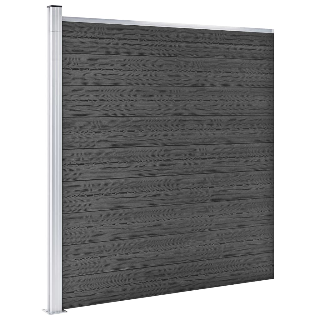 vidaXL Ensemble de panneau de clôture WPC 446x(105-186) cm Noir