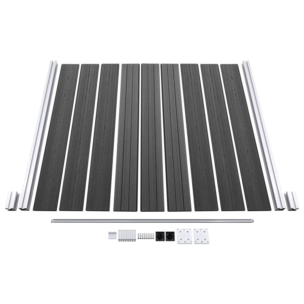 vidaXL Ensemble de panneau de clôture WPC 446x(105-186) cm Noir