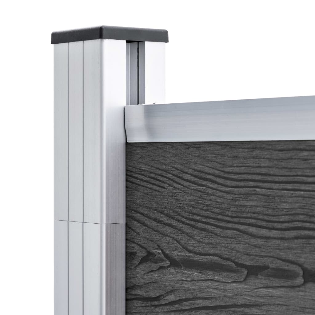 vidaXL Ensemble de panneau de clôture WPC 1657x(105-186) cm Noir
