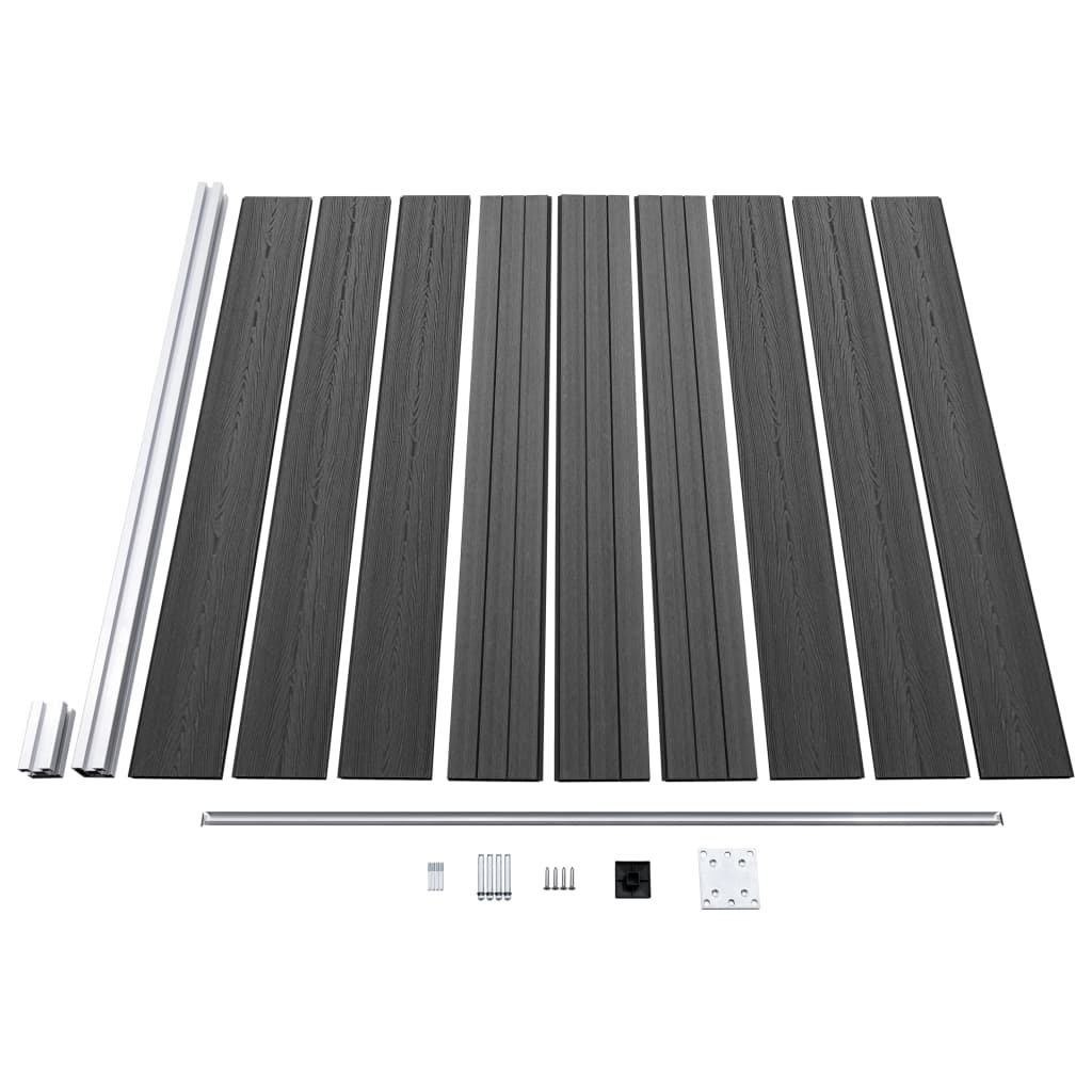 vidaXL Ensemble de panneau de clôture WPC 1830x(105-186) cm Noir