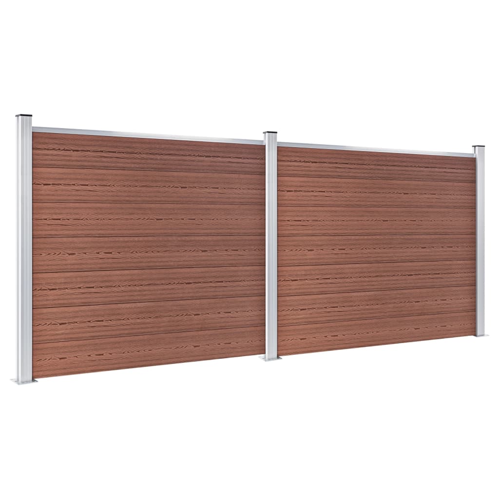 vidaXL Ensemble de panneau de clôture WPC 353x146 cm Marron