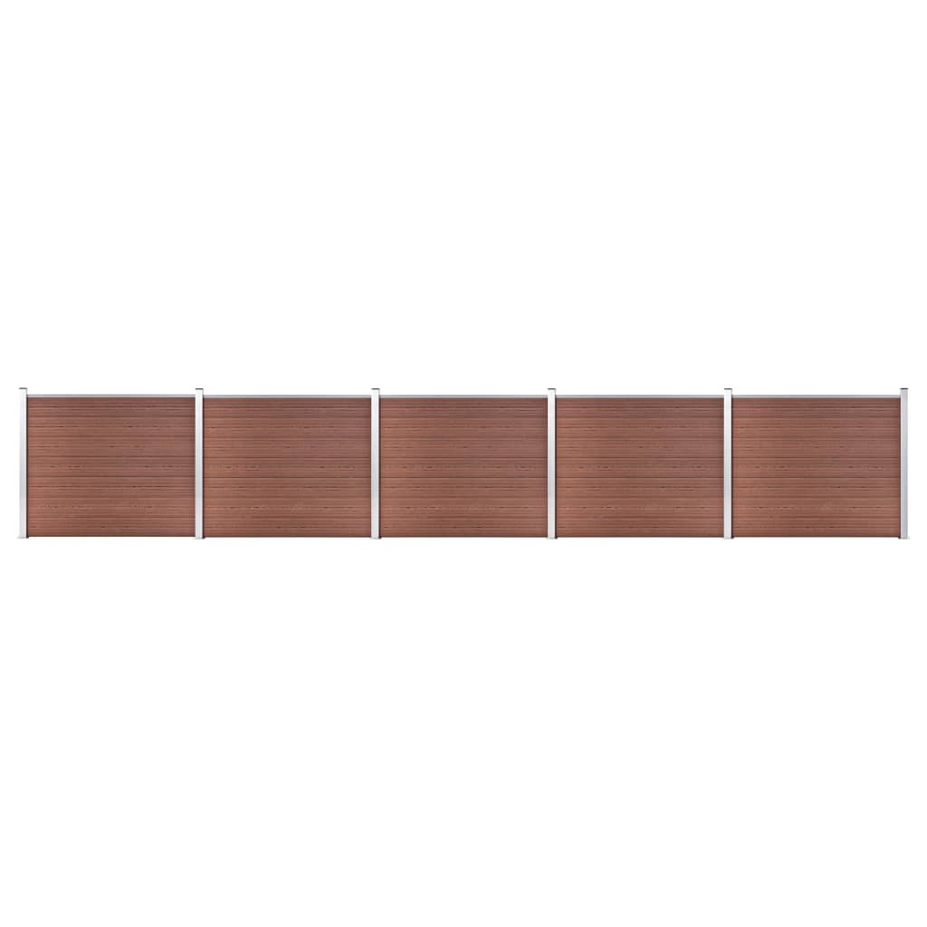 vidaXL Ensemble de panneau de clôture WPC 872x146 cm Marron