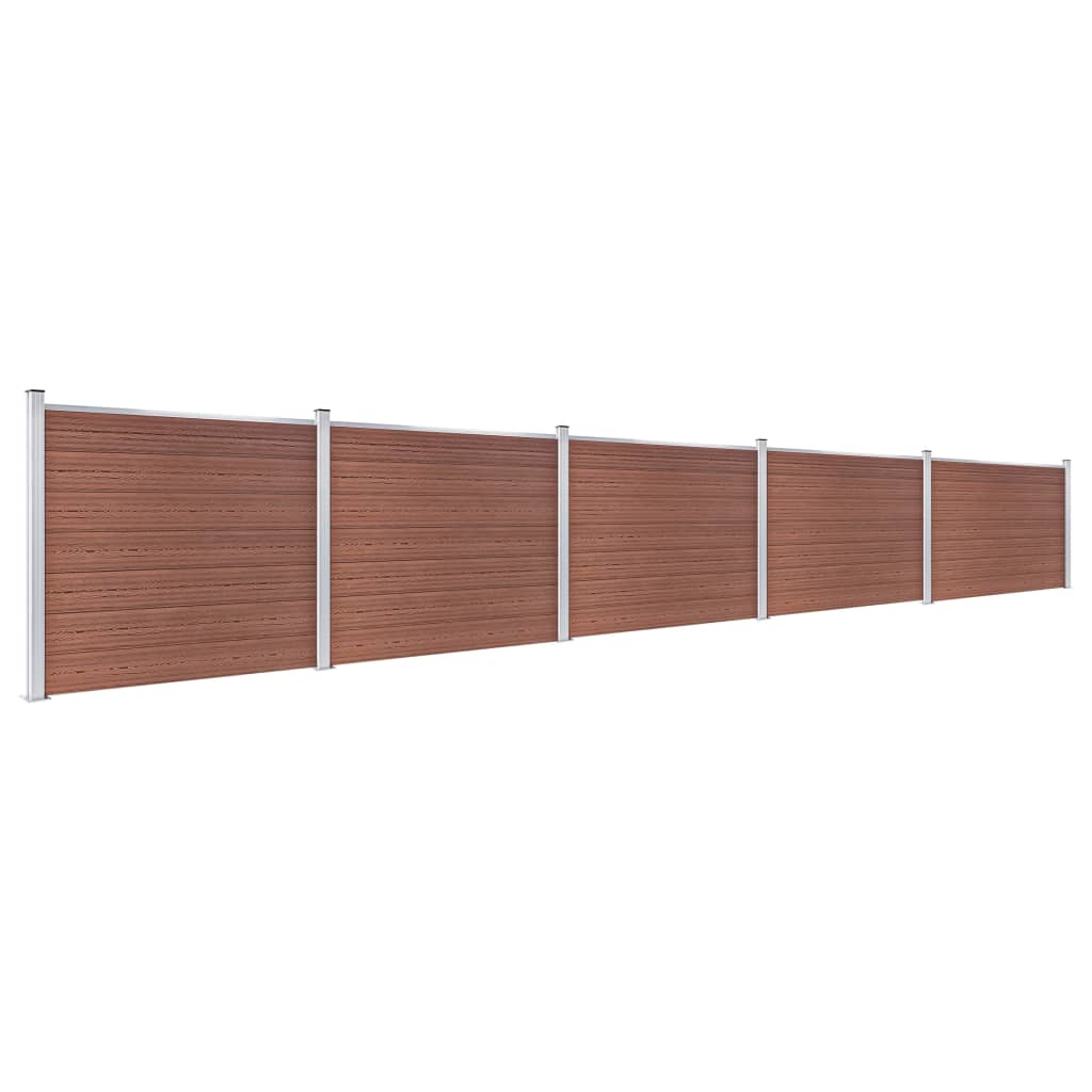 vidaXL Ensemble de panneau de clôture WPC 872x146 cm Marron