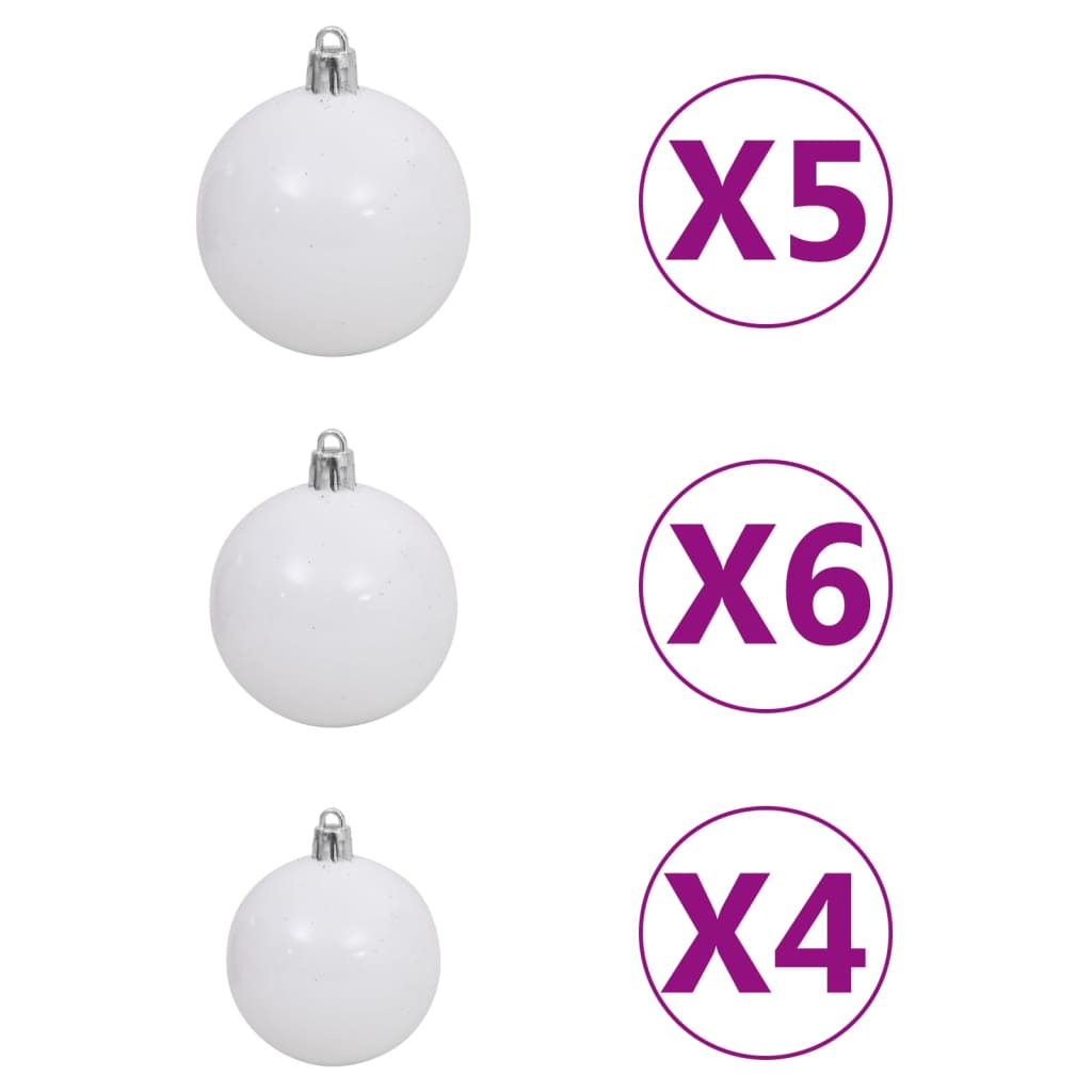 vidaXL Set de boules de Noël avec pic et 150 LED 61 pcs Blanc et gris