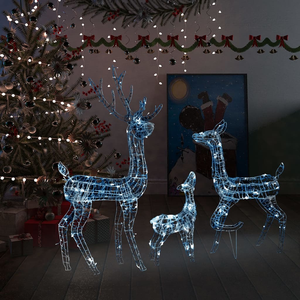 vidaXL Famille de rennes de décoration Acrylique 300 LED blanc froid
