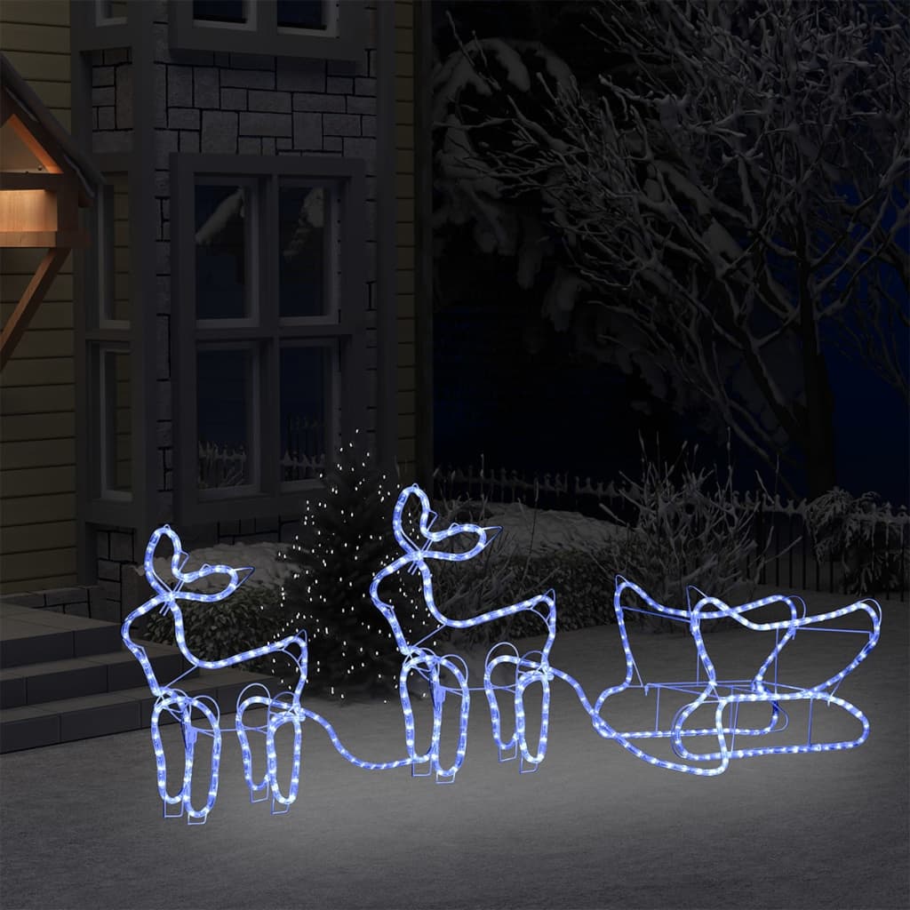 vidaXL Décoration de Noël d'extérieur Renne et traîneau 576 LED