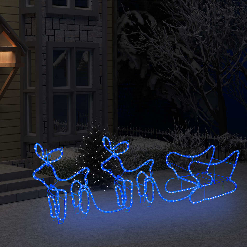 vidaXL Décoration de Noël d'extérieur Renne et traîneau 576 LED