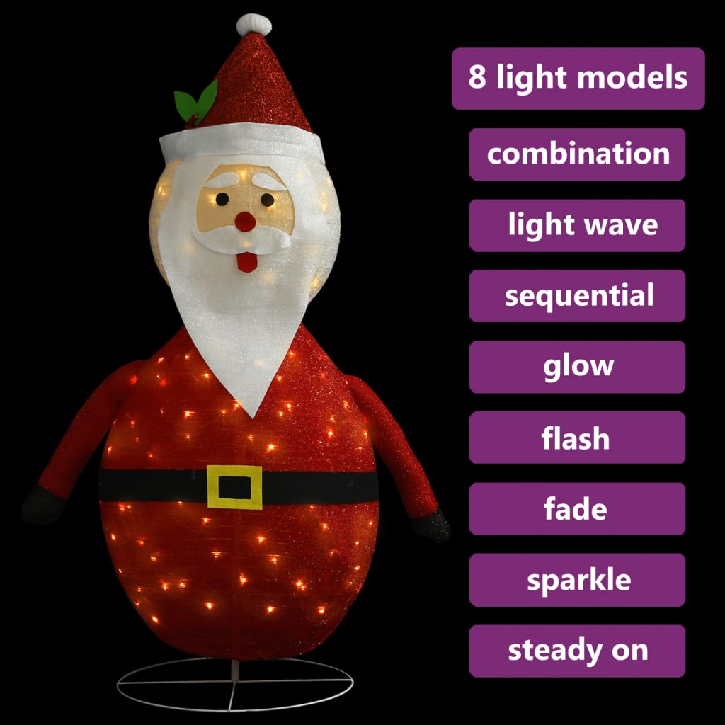 vidaXL Décoration de Noël Figurine Père Noël LED Tissu de luxe 60 cm