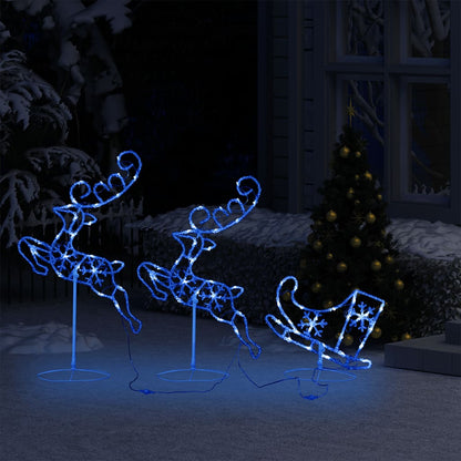 vidaXL Renne/traîneaux Noël volant Acrylique 260x21x87 cm Bleu