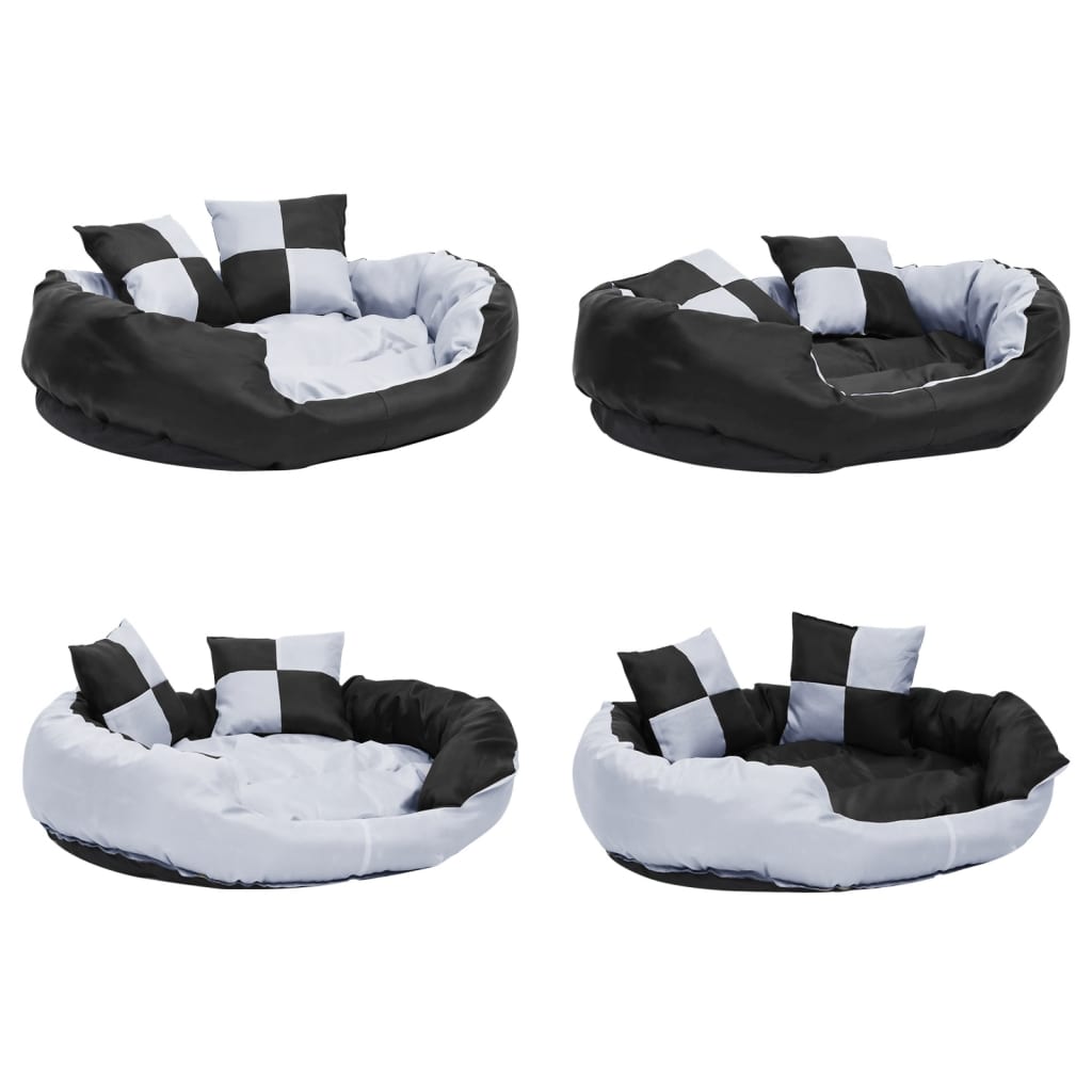 vidaXL Coussin réversible lavable pour chien Gris et noir 85x70x20 cm