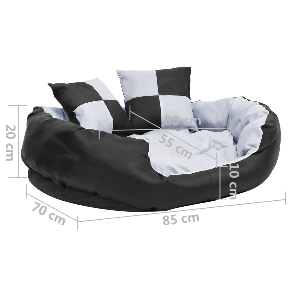 vidaXL Coussin réversible lavable pour chien Gris et noir 85x70x20 cm
