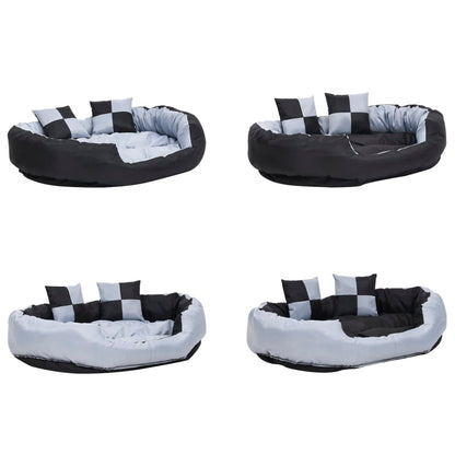 vidaXL Coussin réversible lavable pour chien Gris et noir 110x80x23 cm