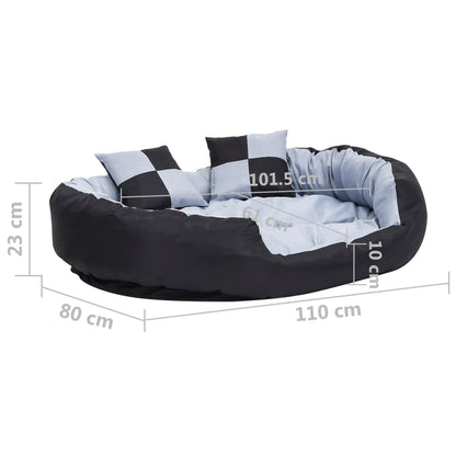 vidaXL Coussin réversible lavable pour chien Gris et noir 110x80x23 cm